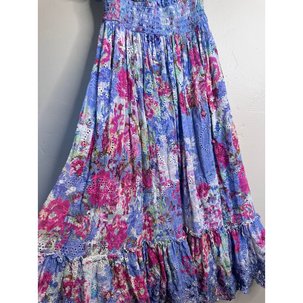 Hemant & Nandita Floral & Eyelet Off-The-Shoulder Maxi Dress SMALL - Picture 5 of 11